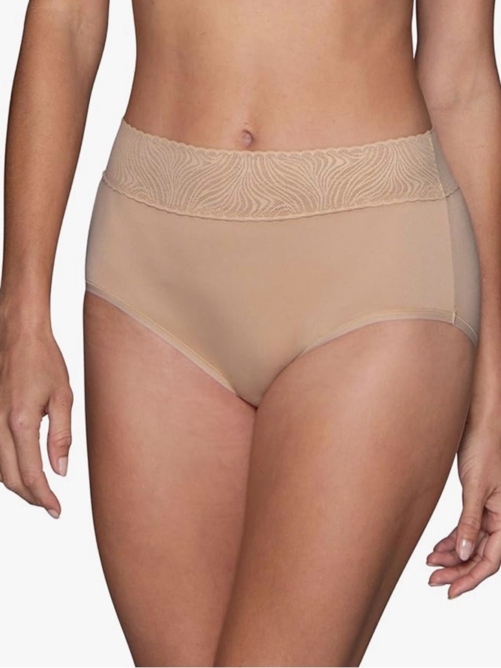 BNWT VANITY FAIR LINGERIE EFFORTLESS BRIEF PANTY SIZE 9/2XL DAMASK NEUTRAL NUDE